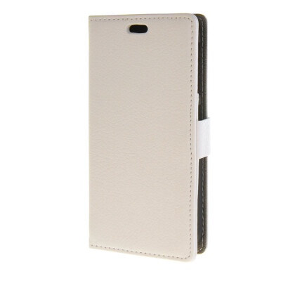 

MOONCASE Litch Skin Leather Card Slot Wallet Bracket Back Case Cover for HTC Desire 320 D320 White