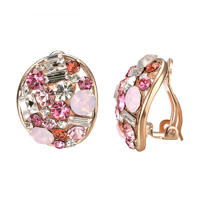 

Yoursfs Clip On Earrings with Round Austrian Crystals 18k Rose Gold Plated