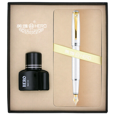 

Hero HERO 9312 threaded gold clip drill gold pen Ming tip pen silver white