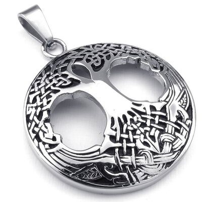 

Hpolw Mens&Womens Stainless Steel Casting Silver Hollow out Celtic Tree of Life Pendants jewellery Necklace18-26 inch Chain