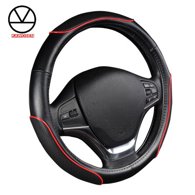 

KAWOSEN Car Steering Wheel Cover Sporty Wave Pattern with Red Line Stitching  size Fits 38cm15" Diameter Car Accessories