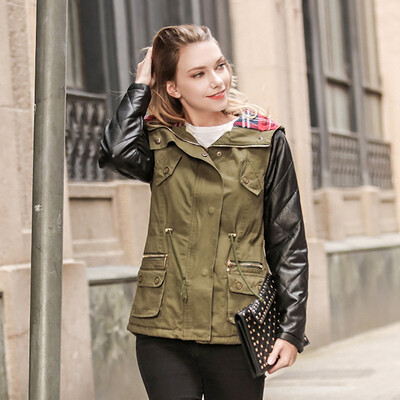 

2018 winter new hooded womens parkas large size cotton-padded coat