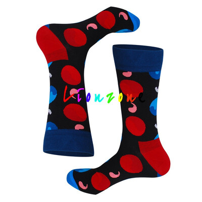 

LIONZONE 2018 Happy Socks Men Women Lovers Color Flower Totem Polka Dot Style Combed Cotton Socks Hip-Hop Socks Funny Gift