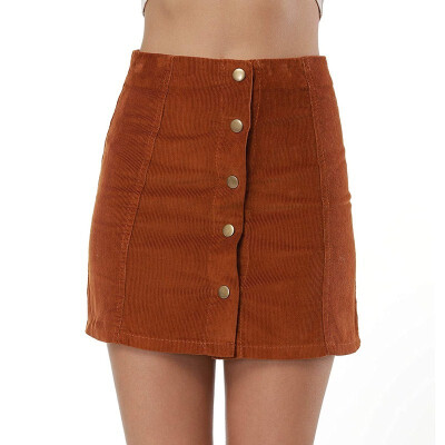 

Clarisbelle womens high waist single-breasted corduroy skirt