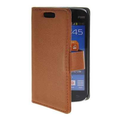

MOONCASE Slim Leather Flip Card Pouch with Kickstand Shell Back ЧЕХОЛ ДЛЯ Samsung Galaxy Trend Lite S7390 S7392 Brown