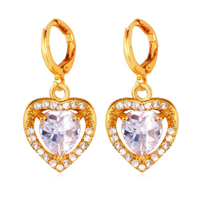 

U7 Love Heart Earings Fashion Jewelry For Women 18K Real Gold/Platinum Plated AAA Cubic Zirconia Earrings Wholesale