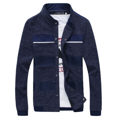 

Zogaa Mens Jacket Contrast Color Stand Collar Slim