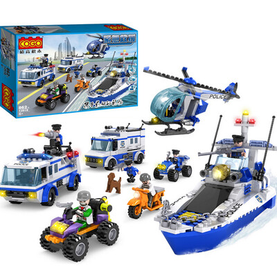 

COGO City police series building blocks of the police boys plastic plastic toys children&39s enlightenment puzzle gift three-dimensional fight block building blocks 13917