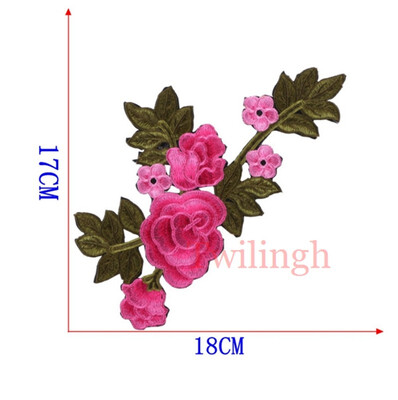 

1 Pc Brand Flower Patches Big Stickers Embroidery 3D Red Rose Applique Motif Applique Garment Women DIY Clothes Wedding Patch