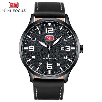 

MINI FOCUS Fashion Business Leather Strap Men Quartz Watch MF0158GL