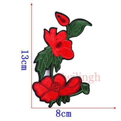 

1 Piece Big Flower Patches Iron on 3D Embroidered Sequined Patch Red Rose Applique Sew On DIY Patch Accessories Clothes Patches