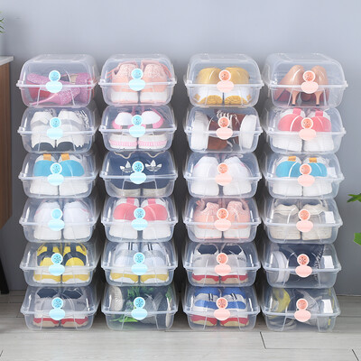 

HAIXIN Haixing transparent shoe box storage clamshell plastic shoe box thickening can be stacked storage box storage box moisture-proof breathable storage box blue buckle 8 Pack
