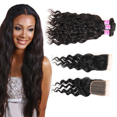 

Glary Peruvian Virgin Hair Natural Wave Bundles With Closure 100 Unprocessed Human Hair 3 Bundles With Free Part Closure
