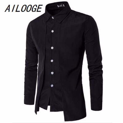 

MenS Shirts 2018 Long-Sleeved Casual Fake Two Pieces Chemise Homme Solid Arrival Dress High Quality MenS Shirts