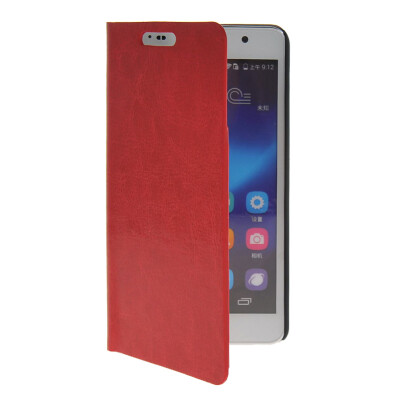 

MOONCASE Slim Leather Side Flip Wallet Card Holder Pouch with Kickstand Shell Back Case Cover for Huawei Honor 6 Red