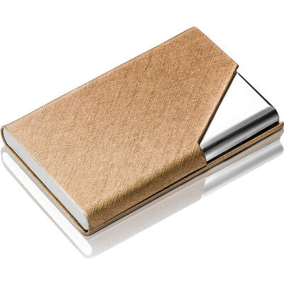 

Excellent UHOO 6605 business card holder coffee gold silk grain 1 box large capacity card case