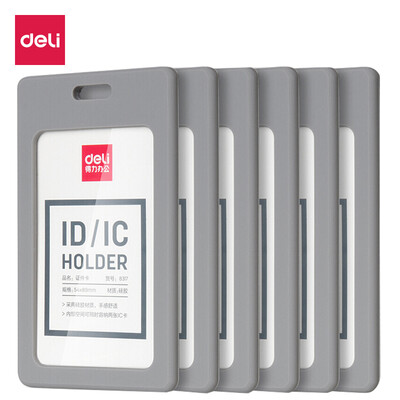 

Deli deli 6 soft plastic vertical ID card holder employee card bus card set gray 8317