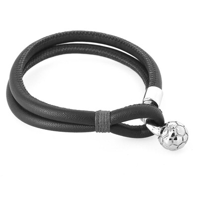 

Double Layer Genuine Leather Football Charm Bracelet