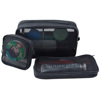 

Beauty skin travel black mesh makeup bag 3 sets MF0622 portable transparent wash bag stereo makeup bag large capacity cosmetic storage bag