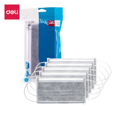 

Deli deli disposable four-layer activated carbon mask dust particles 10 pieces gray 19383