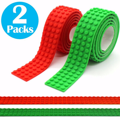 

Block Tapes for Toys Building Block Tape Non-Toxic Food Grade Silicone Toys for Kids Adults Reusable Multi Colour 4 Studs- 2 Packs