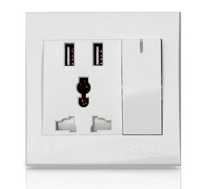 

двойной USB власть стены сокет зарядка dc5v белый с привел нас / ес / великобритания