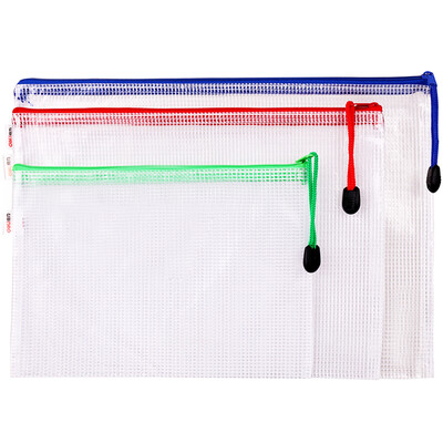 

Deli 33181 affordable waterproof zipper bag file bag bag 3 sets A4 B5 A5