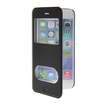 

MOONCASE View Window Leather Side Flip Pouch Stand Shell Back ЧЕХОЛ ДЛЯ Apple iPhone 6 ( 4.7 inch ) Black