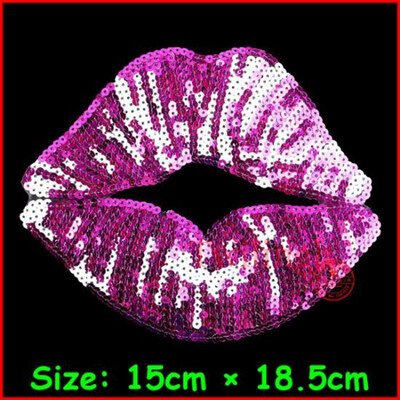 

1Pc Lip Patches Iron On Embroidered Sequined Patch Flower Heart Love Applique DIY Sewing Fabric Repair Clothes Patches Stickers