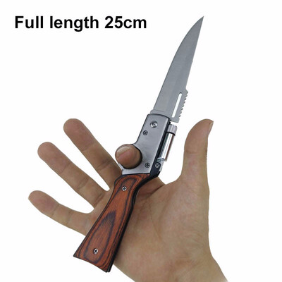 

CHACHEKA With LED AK47 Gun Shaped Hunting Knife 440 Steel Blade Rosewood Handle Tactical Folding Knives Survival Tool Camping Jack