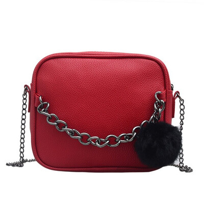 

Famous Designer Chain Women Bag Leather Handbag Women Messenger Bags PU Shoulder Crossbody Bag with Plush Ball Toy Bolsa