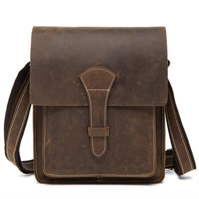 

Genuine Crazy Horse Leather Vintage Men Leisure Bag Handbag Business Casual Mens Travel Shoulder Crossbody Bags Tote Briefcase