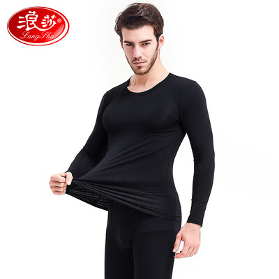 

Langsha Qiuyi Qiuku Mens modal thin section base mens cotton sweater thermal underwear set Navy 170L