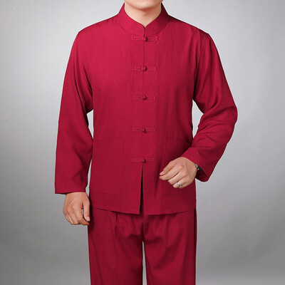 

Middle aged&old mens Tang suit long sleeved suit spring&autumn old man Chinese father Chinese tunic suit Chinese styl
