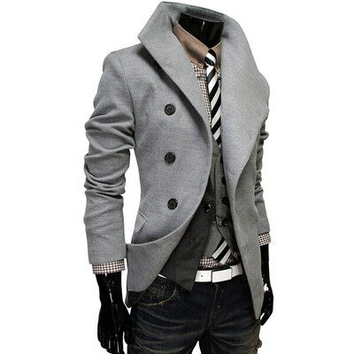

Zogaa New Mens Woolen Coat Single-breasted Lapel