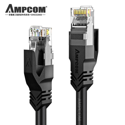 

AMPCOM six types of network cable oxygen-free copper core CAT6 RJ45 class 10 meters computer router 8-core twisted pair network jumper AMC6BK716100