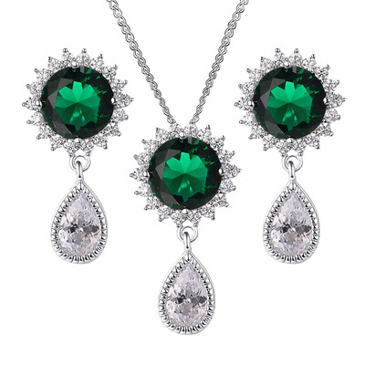 

Yoursfs Princess Diana Style Bridesmaid Jewelry Sets For Women Halo Earrings&Necklace Set