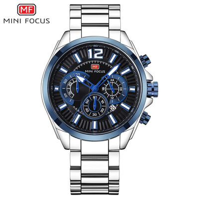 

MINI FOCUS Fashion Stainless Steel Strap Sports Men Quartz Watch MF0104G