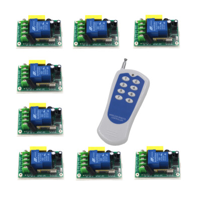 

MITI 220V 30A 1CH RF Wireless Remote Control Power Switch Receiver 8pcs with 8-Button Long Controlling Distance Transmitters