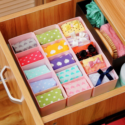 

Ou Runzhe storage box PP can be stacked Wardrobe drawer socks Baina box pink 3 only installed