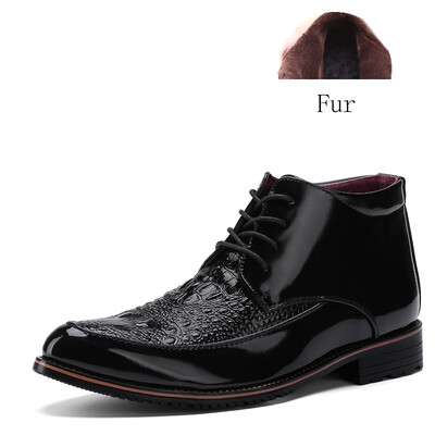 

Full Grain Leather Handmade Ankle Boots Men Super Warm Snow Boots Rubber Winter Cotton Fur Work Martin Military Casual Shoes Men
