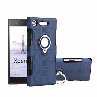 

SHS Phone Case For Sony Xperia L1XA1XA1 UltraXZ1 Luxury Armor Ring Bracket Silicon TPU Lattice texture Protection
