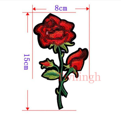 

1 Pcs Top Patches Iron-on Sew-on Red Rose Flower Embroidery Patch Motif Applique Children Women DIY Clothes Sticker Wedding