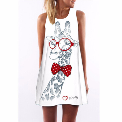 

Chiffon Summer Dress Floral Print Boho Dresses For Women Casual Beach Sleeveless Sundress