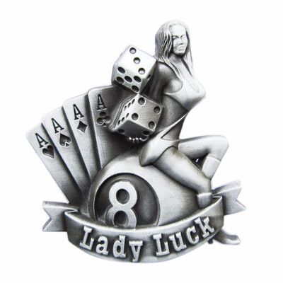 

Original Vintage Lady Luck Casino Gamble Belt Buckle Gurtelschnalle Boucle de ceinture