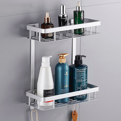 

Jiebi Shi free punch space aluminum bathroom shelf rectangular double bathroom shelf