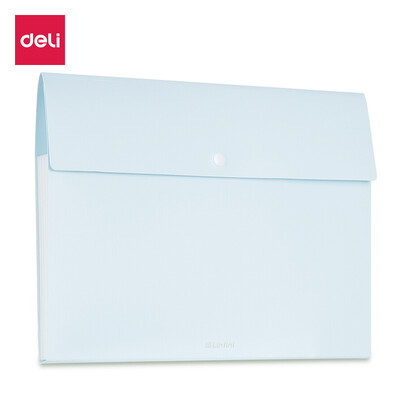 

Deli deli music series 5 grid A4 snap-on file bag information bag student organ bag crystal blue 72455