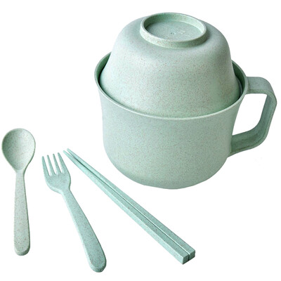 

Norlansondi NOLANSEND Wheat Straw Washing Cup Cutlery Series Instant Noodle Bowl Chopsticks Fork Spoon 5 Piece Set Travel Outdoor Wilderness Portable Tableware NL8128 Nordic Green