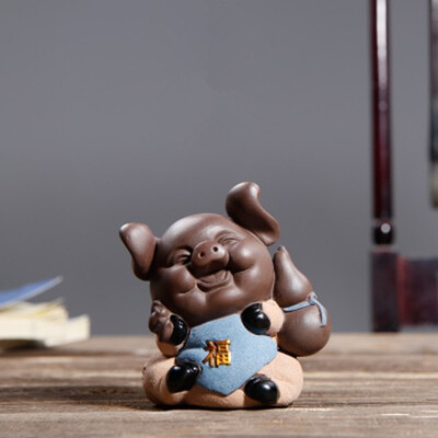 

Chinese ceramics Fu pig Traditional Home Decoration figurines Cute porcelain Crafts Lucky Feng Shui Tea Pet Animal Decor