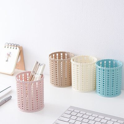 

Double peach SHUANG TAO pen holder creative cute student stationery desktop office stationery storage box simple fashion office storage ornaments brown